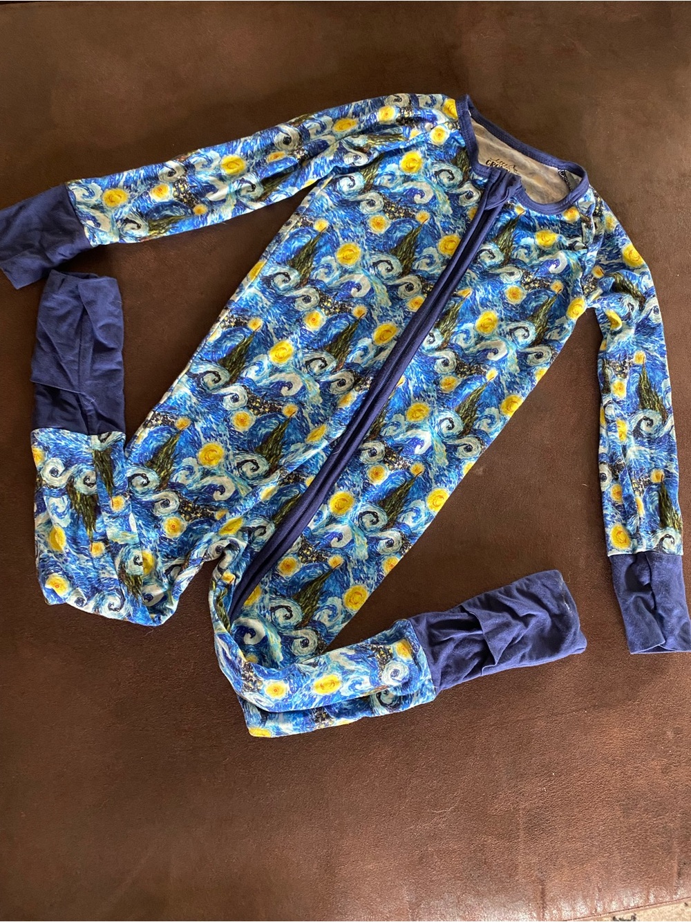 Little Crowns and Capes Starry Night Zip Toddler Romper - Blue & Yellow